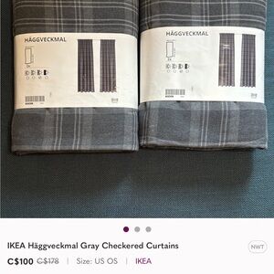 IKEA Häggveckmal Gray Checkered Curtains